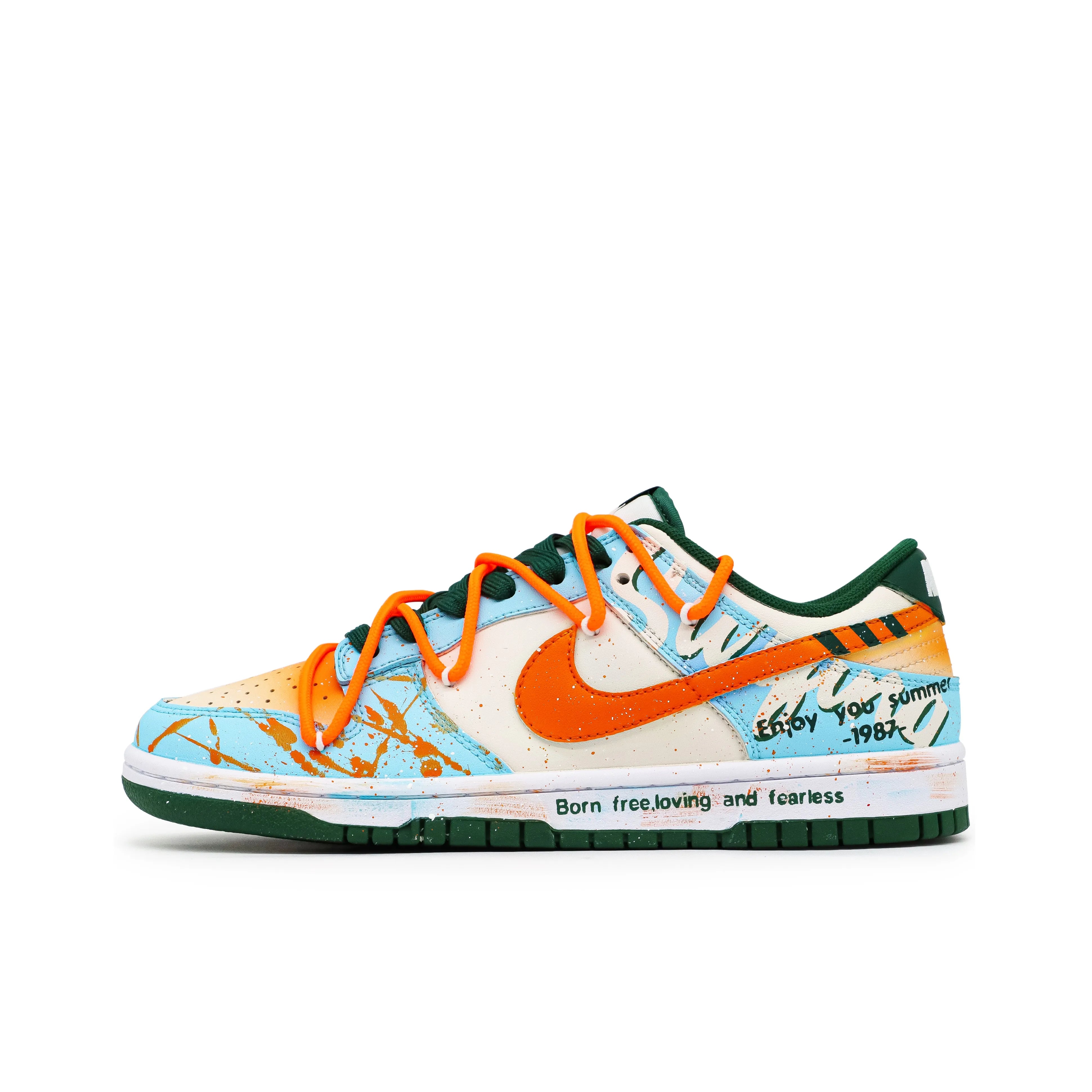 [Custom Hawaiian Sunshine] Dunk Low Skateboard Shoes Unisex Orange/Blue