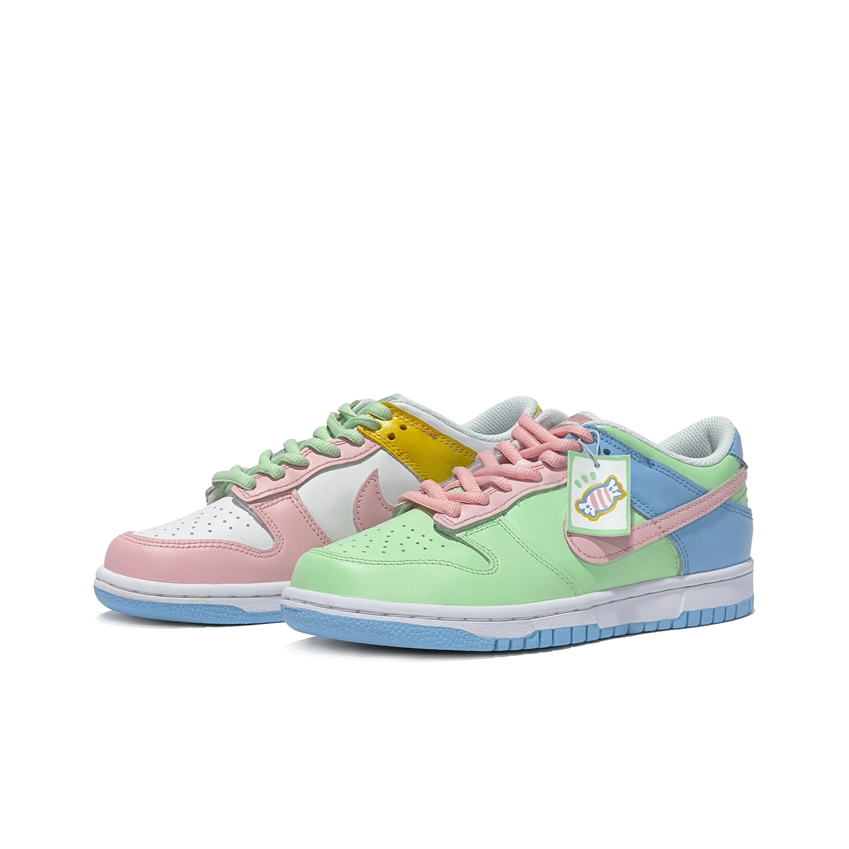 [Custom Candy] Dunk Skateboarding Shoes Unisex Low-top Green/Pink