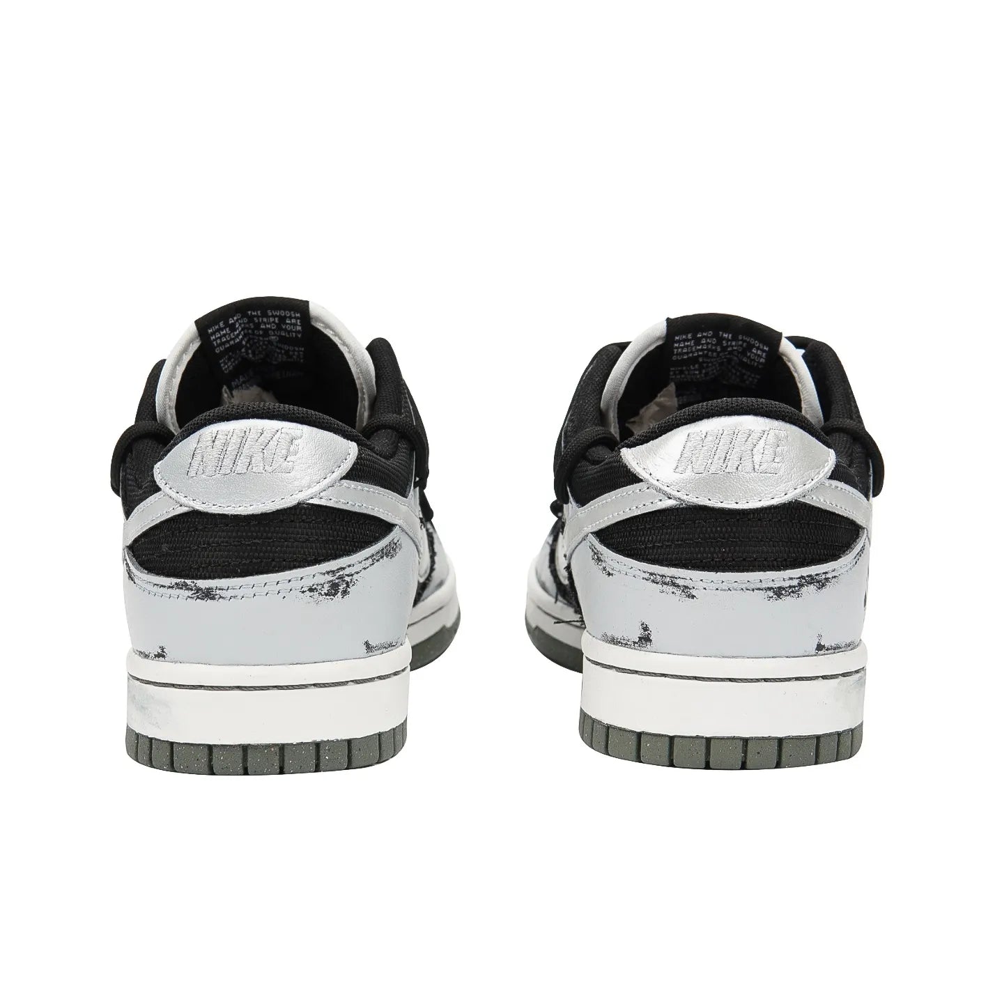 [Custom Dark Poker] Dunk Skateboarding Shoes Unisex Black/Gray/Silver