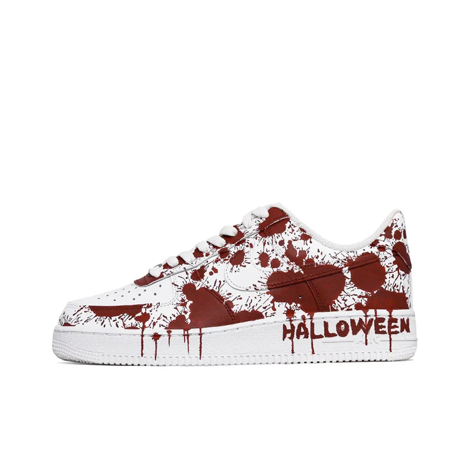 [Customized Cursed Sole] Air Force 1 Low-top Shoes Unisex White/Red Halloween Series
