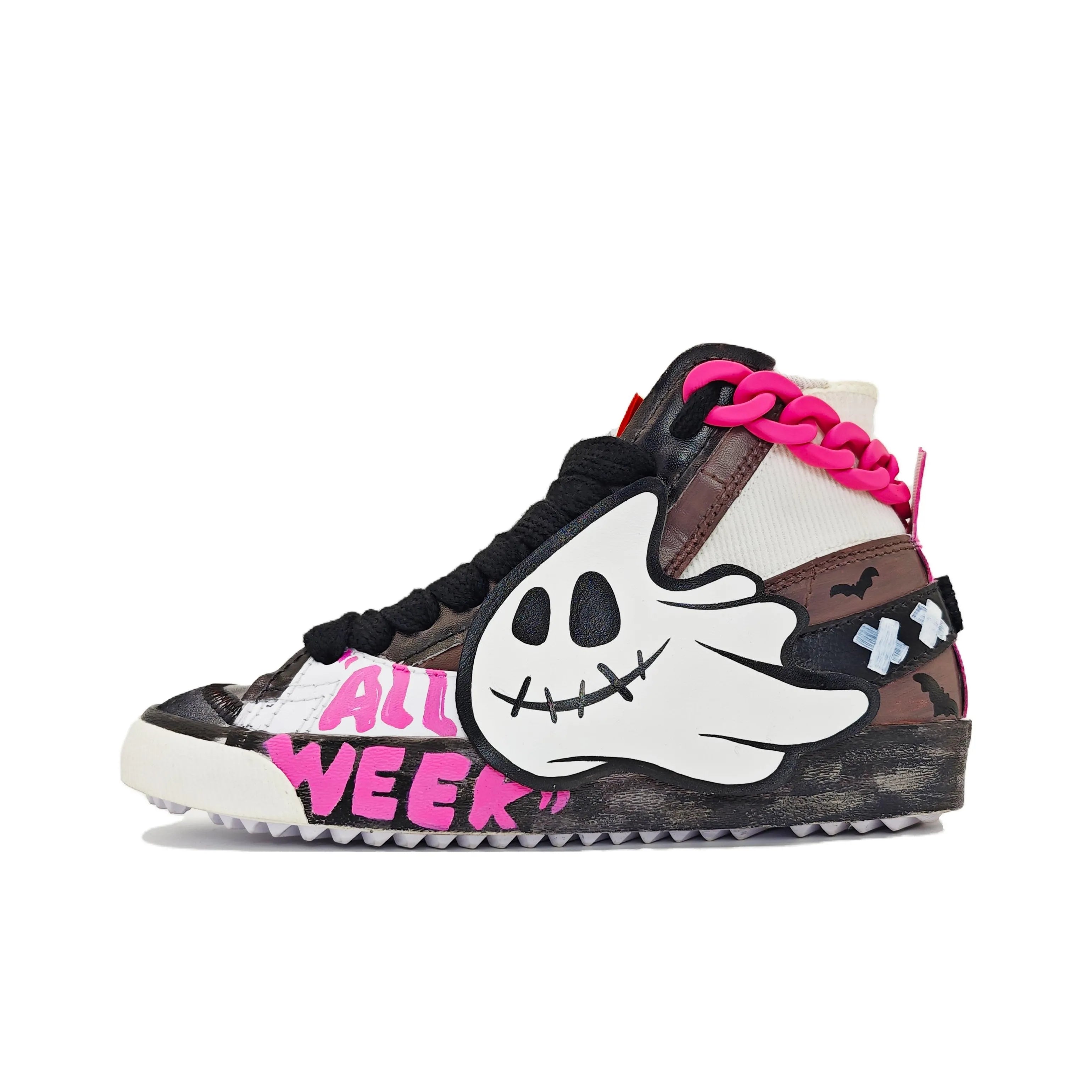 [Custom All Week] Blazer 77 Jumbo High Top Unisex Skateboarding Shoes Black/Pink