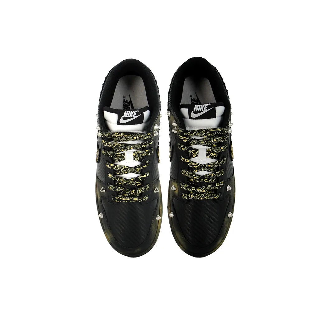 [Custom Black Distressed, Rivets, Leather] Dunk Skateboarding Shoes Unisex