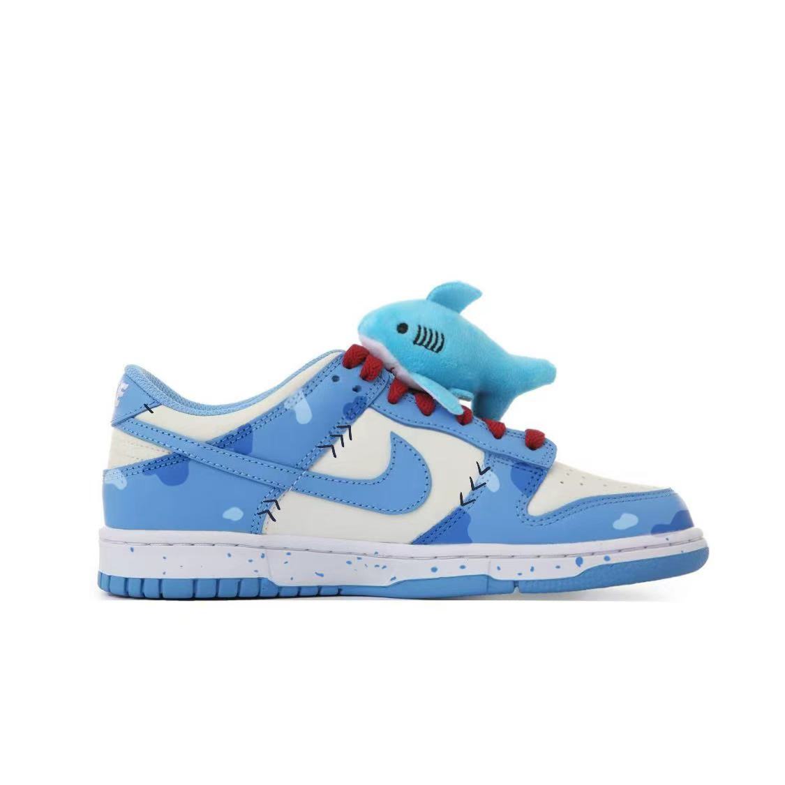 [Custom Baby Shark] Dunk Skateboarding Shoes Unisex  Beige/Blue
