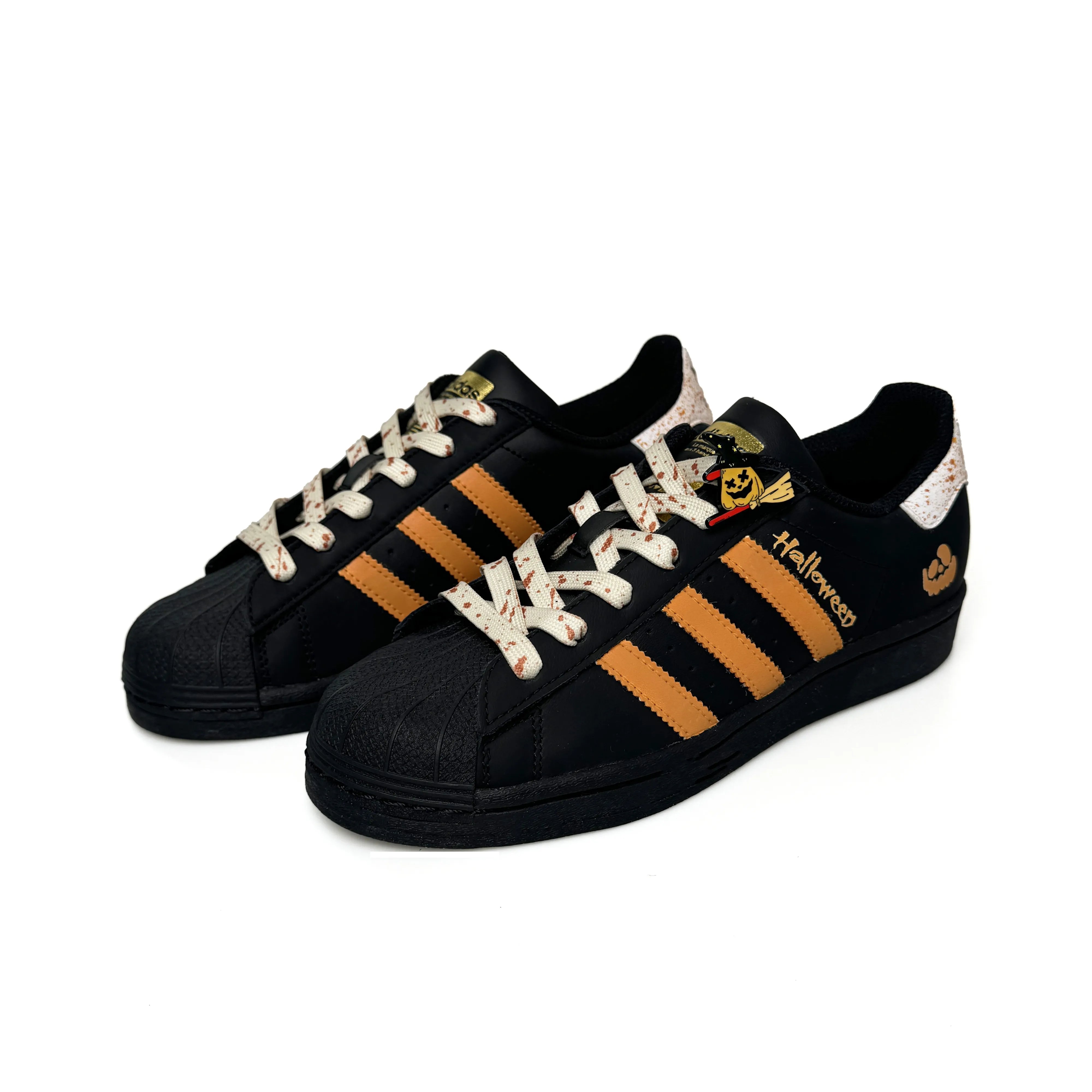 [Custom Pumpkin Kicks] originals SUPERSTAR Low Top Halloween Series Black