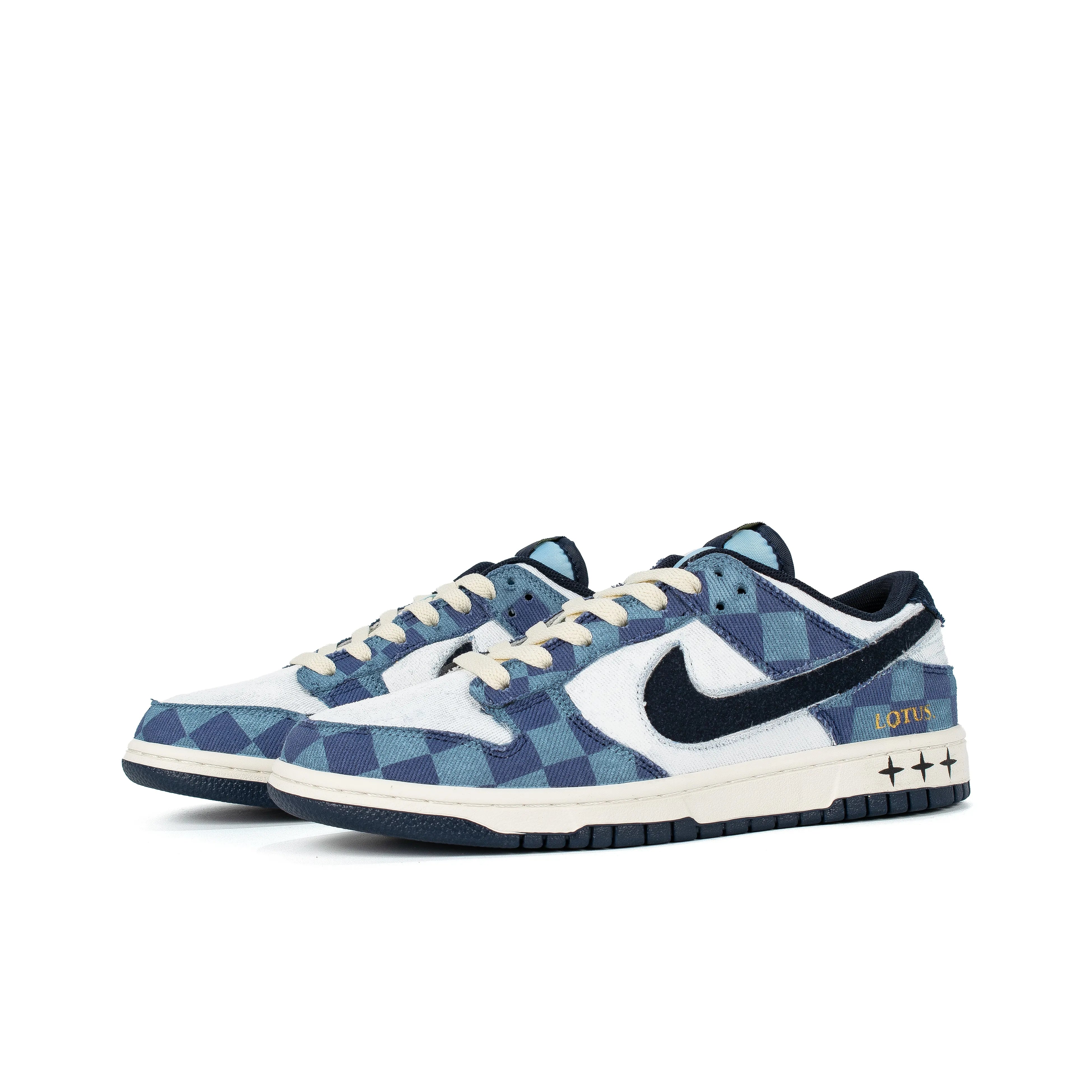 [Custom Deconstructed Check, Vintage Grid] Dunk Low Skateboarding Shoes Unisex Denim Style