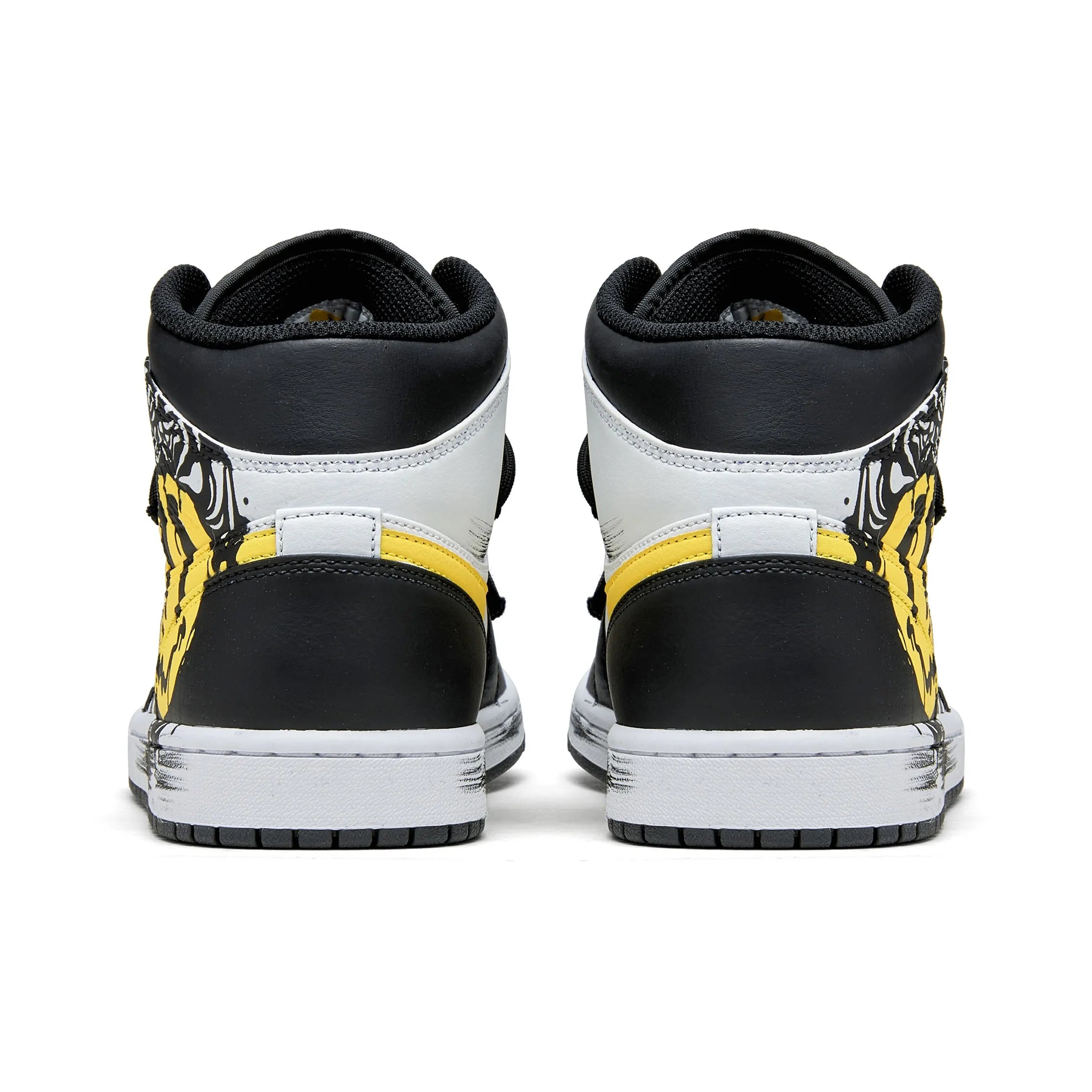 [Custom Black and White Graffiti Smiley Face] Air Jordan 1 High Top Unisex Skateboarding Shoes