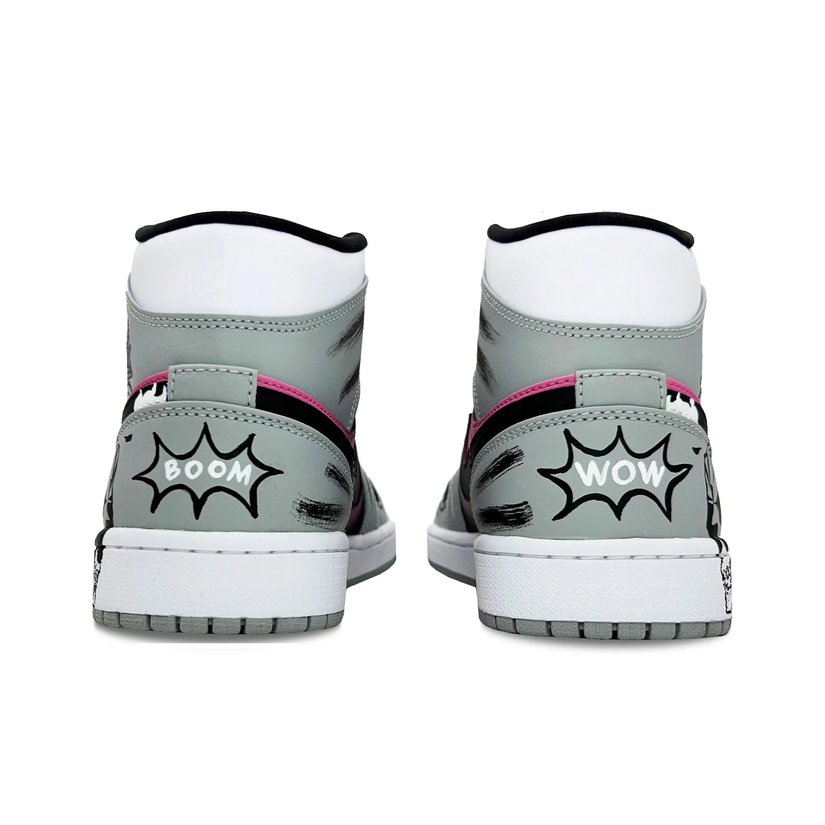 [Custom Shadow of the Night] Air Jordan 1 High Top Unisex Skateboarding Shoes Gray/Pink
