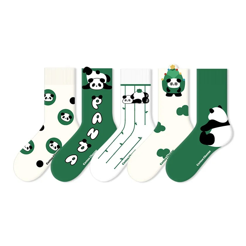 Cute Cartoon Anti-Pilling, Breathable And Comfortable Mid-Calf Socks 5-Pair Set(Size 36-42)