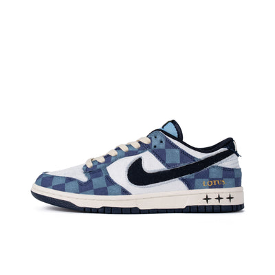 [Custom Deconstructed Check, Vintage Grid] Dunk Low Skateboarding Shoes Unisex Denim Style