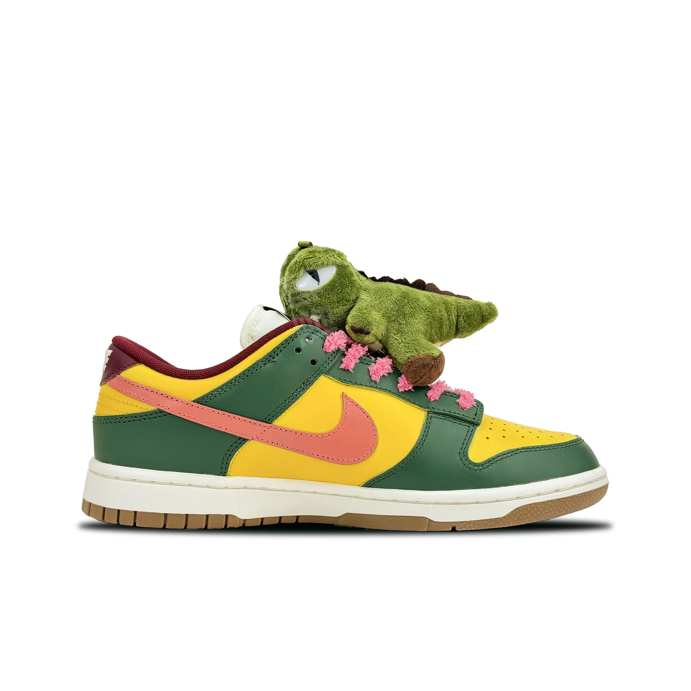 [Custom Playful Dinosaur] Dunk Skateboarding Shoes Unisex Green/Yellow