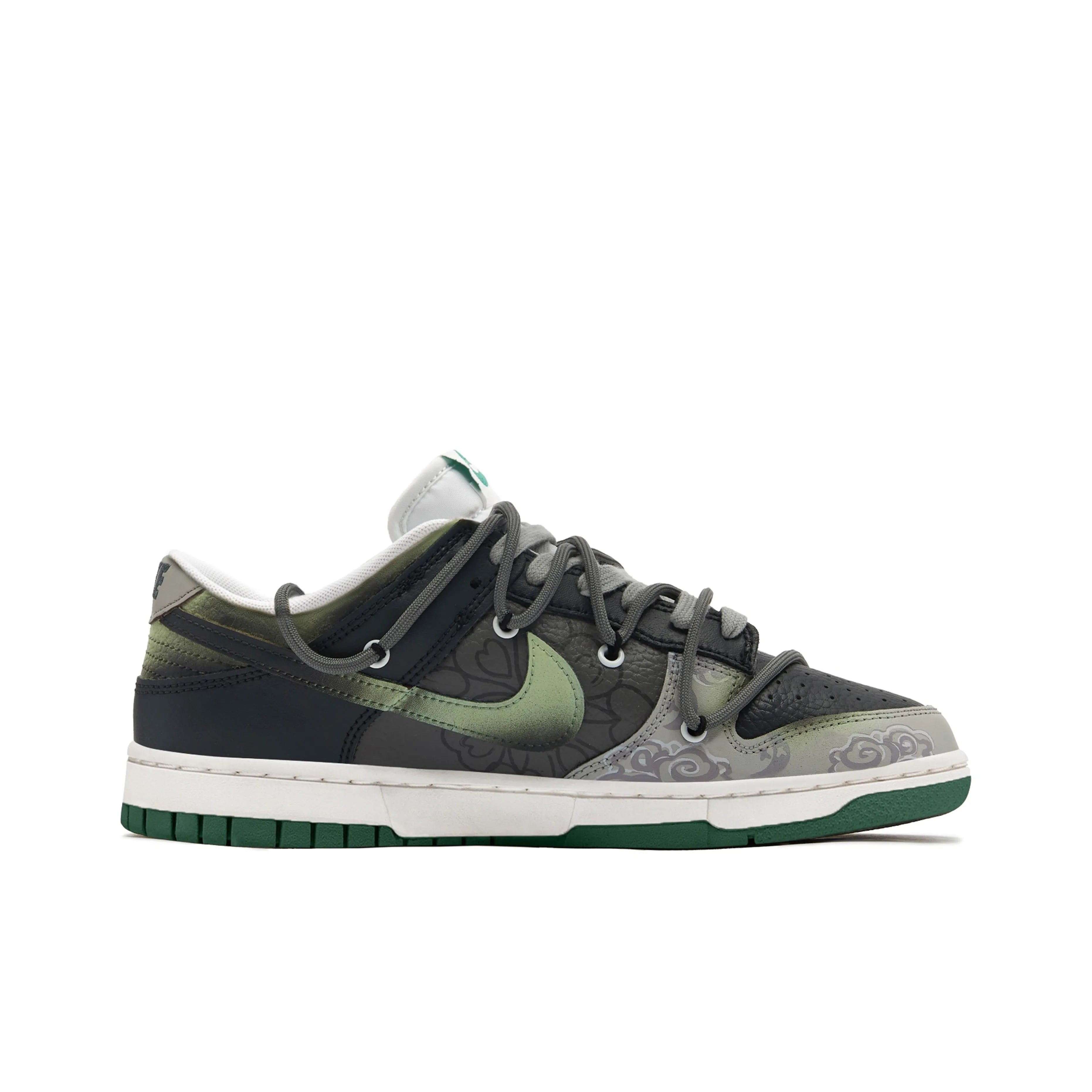 [Custom Moon] Dunk Skateboarding Shoes Unisex Gray/Green