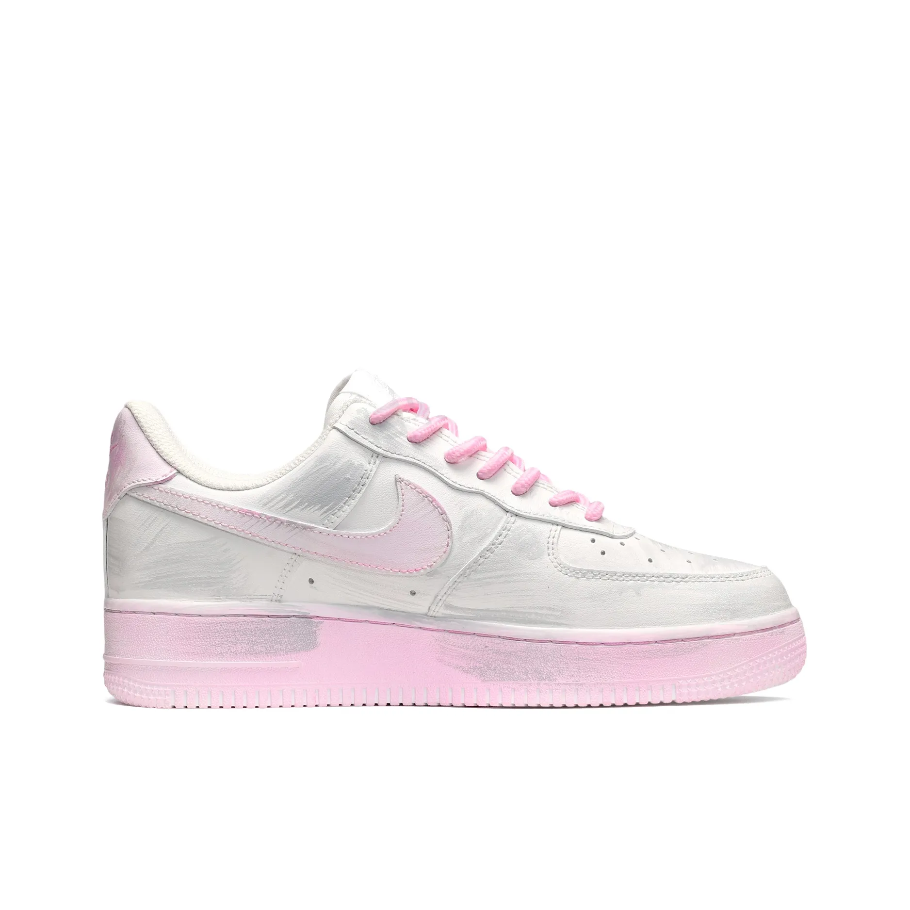 [Custom Fluorescent Graffiti] Air Force 1 Skateboarding Shoes Unisex Pink/Gray