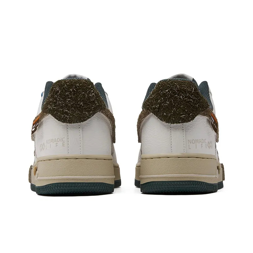 [Customized CloudStride] Air Force 1 Shoes Unisex White/Brown/Green
