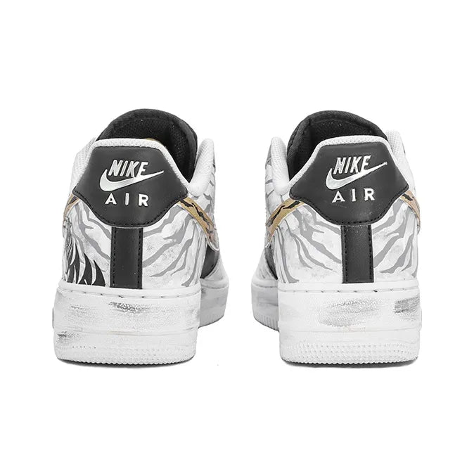 [Custom Year of the Tiger, Tiger Stripes] Men’s Air Force 1 Low White/Blue/Grey