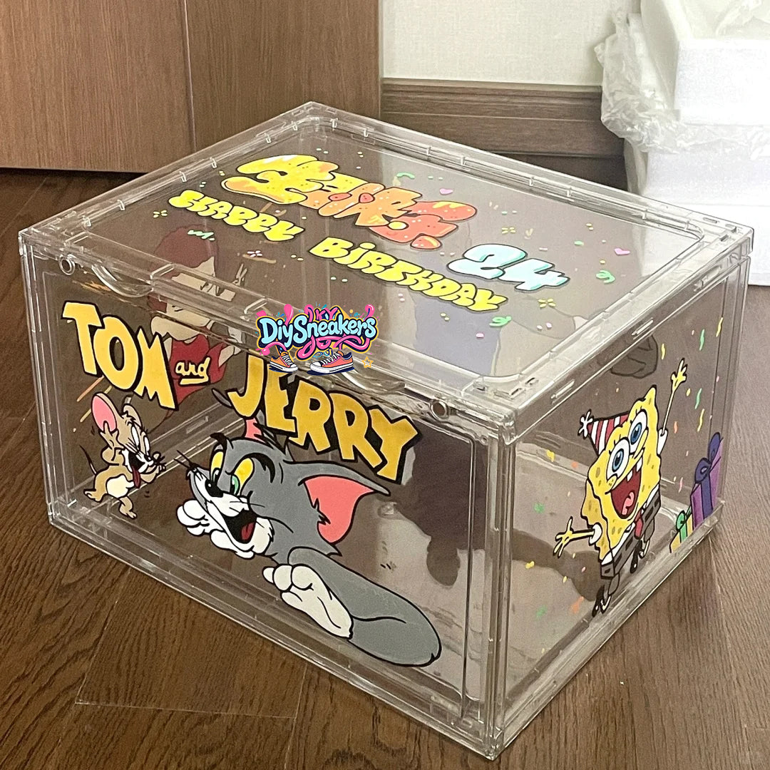 Personalized Graffiti Transparent Custom Shoe Box（Personalized customization required, please contact customer service)