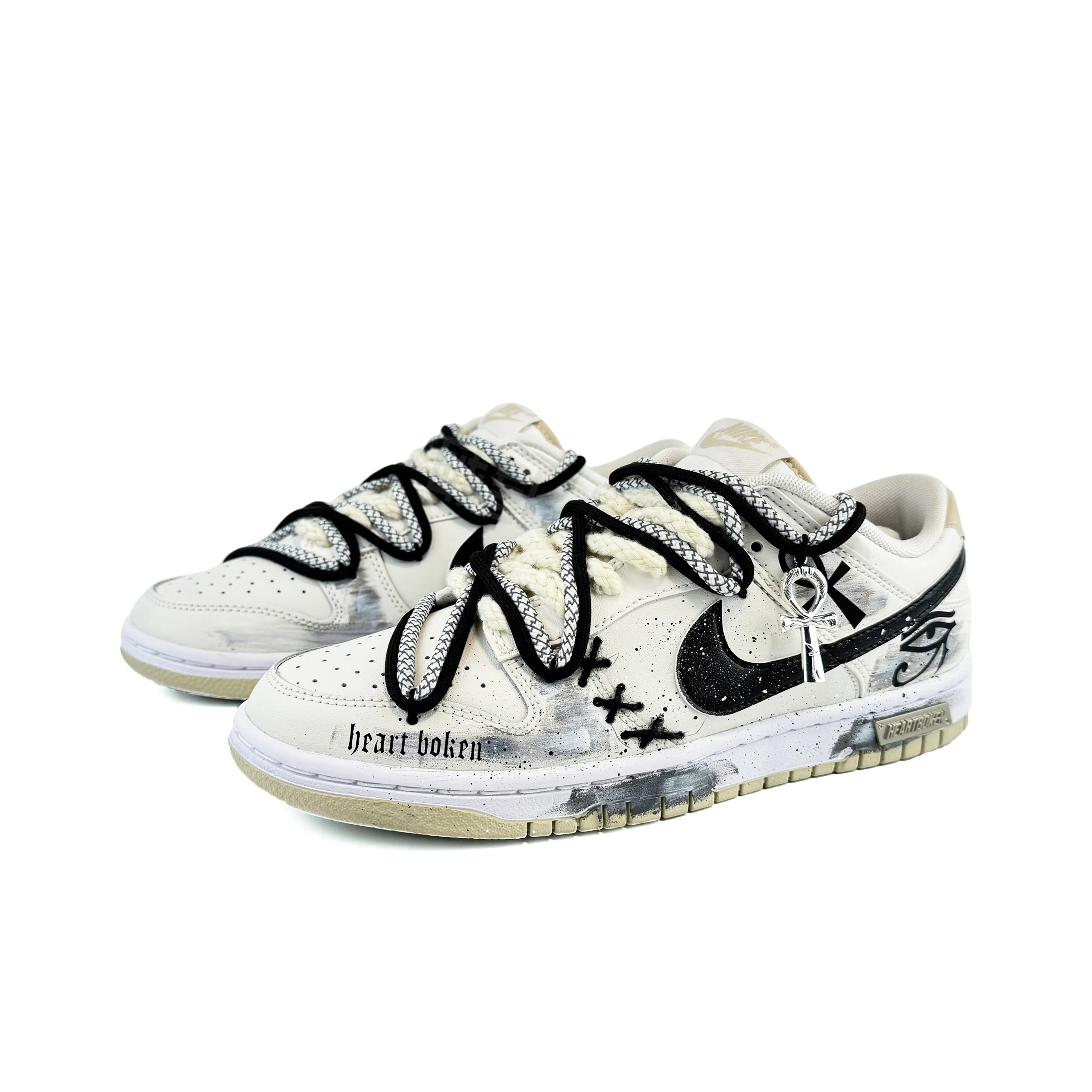 [Custom Eye of God, Distressing, Lacing, Construction] Dunk Low Skateboard Shoes Unisex