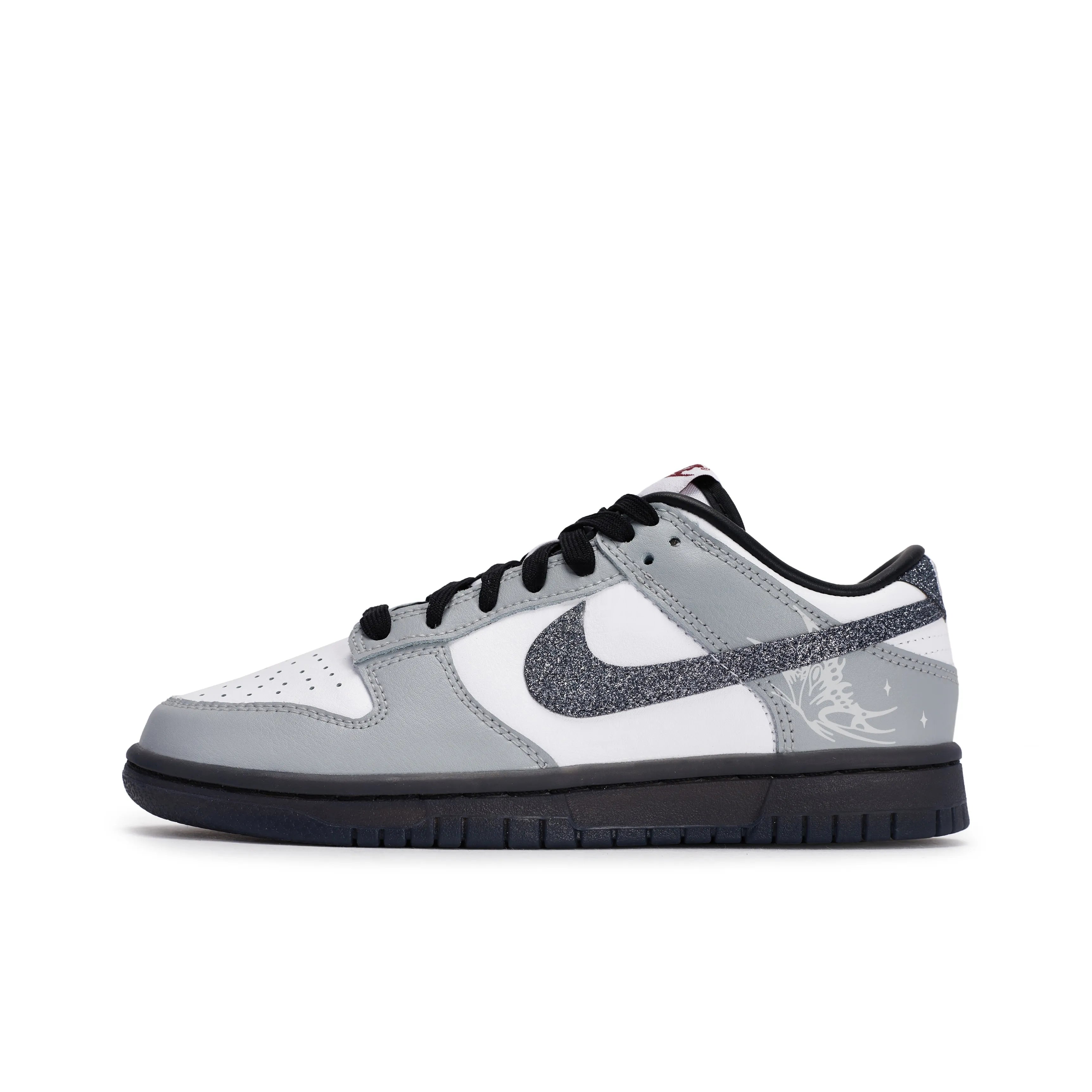 [Customized Stardust Butterfly Dance] Dunk Low-top Shoes Unisex Gray With Diamond Decoration