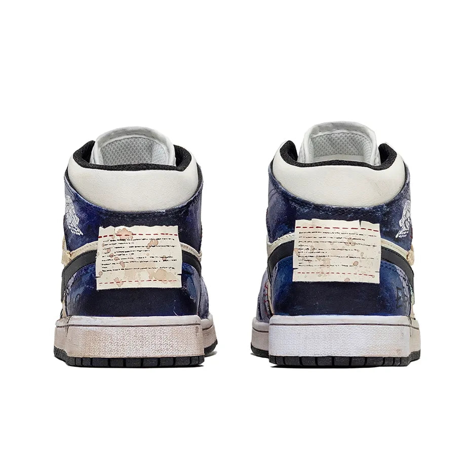 [Custom LA] Air Jordan 1 High Top Unisex Skateboarding Shoes White/Purple