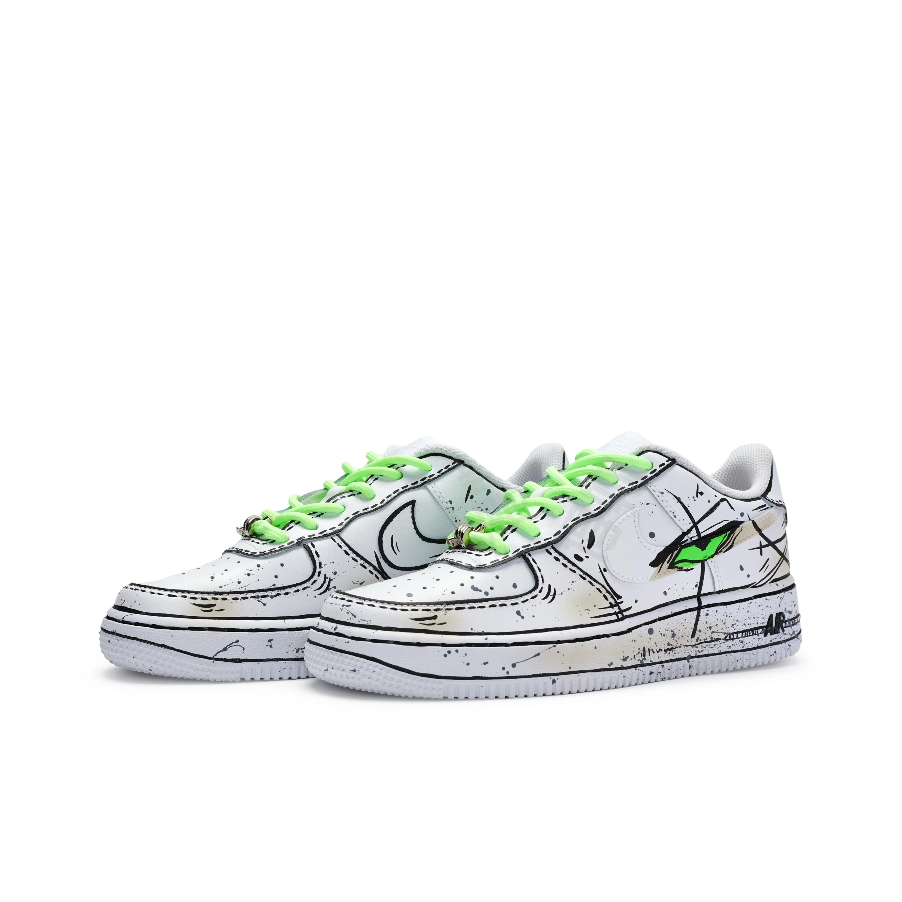 [Custom Hand-Drawn, Cartoon, Line, Ink Splash] Air Force 1 Skateboarding Shoes Unisex