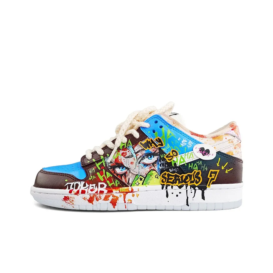 Harley Quinn - Mismatched Sneakers  Graffiti Hand-Painted Men's