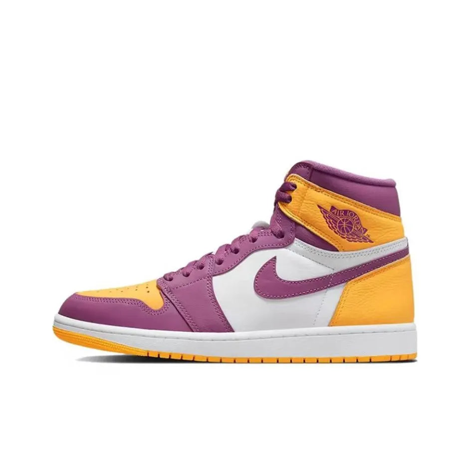 [Custom Stunning] Air Jordan 1 High Top Unisex Skateboarding Shoes Yellow/Green/Blue