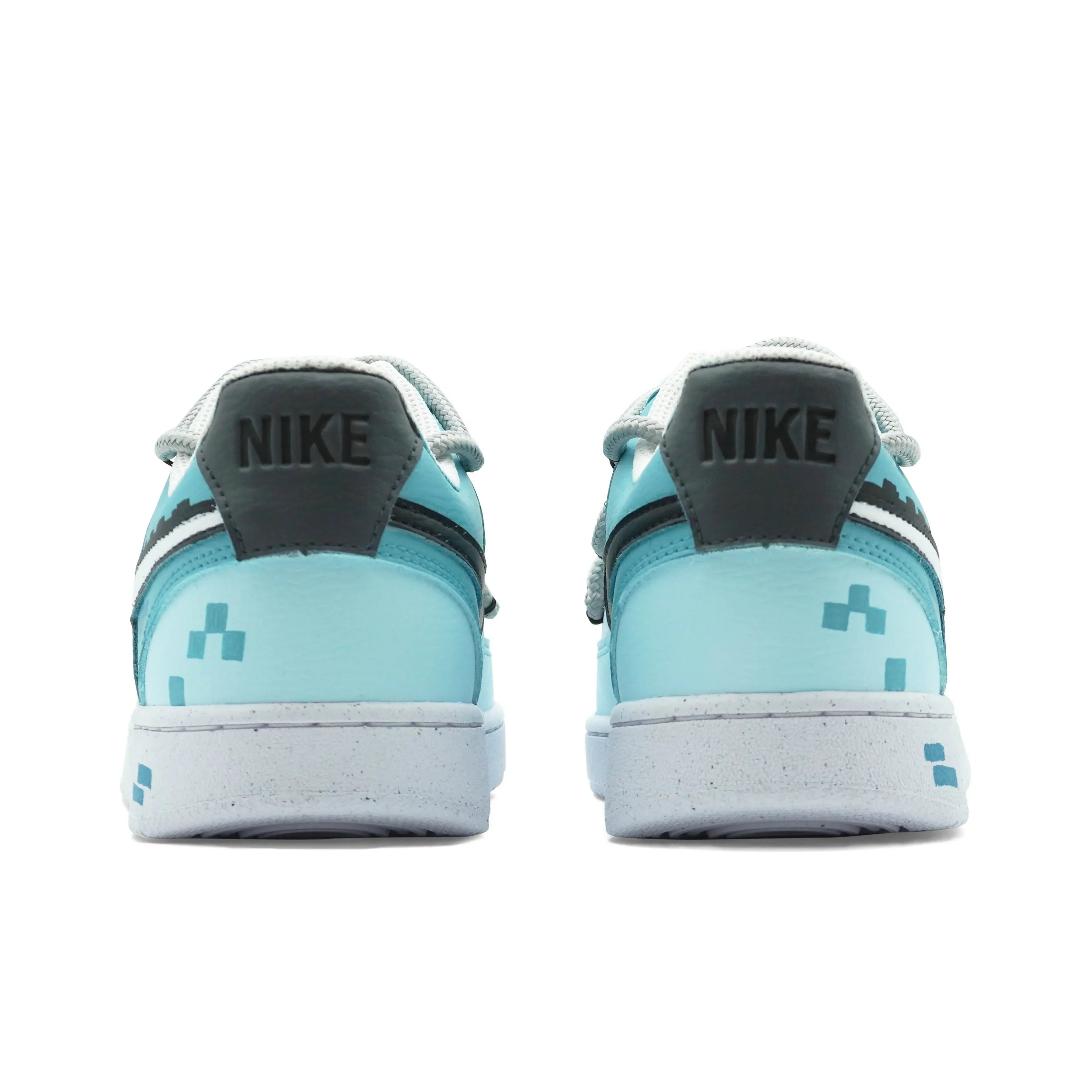 [Custom Pixelated Time] Court Vision 1 Skateboarding Shoes Unisex Cyan