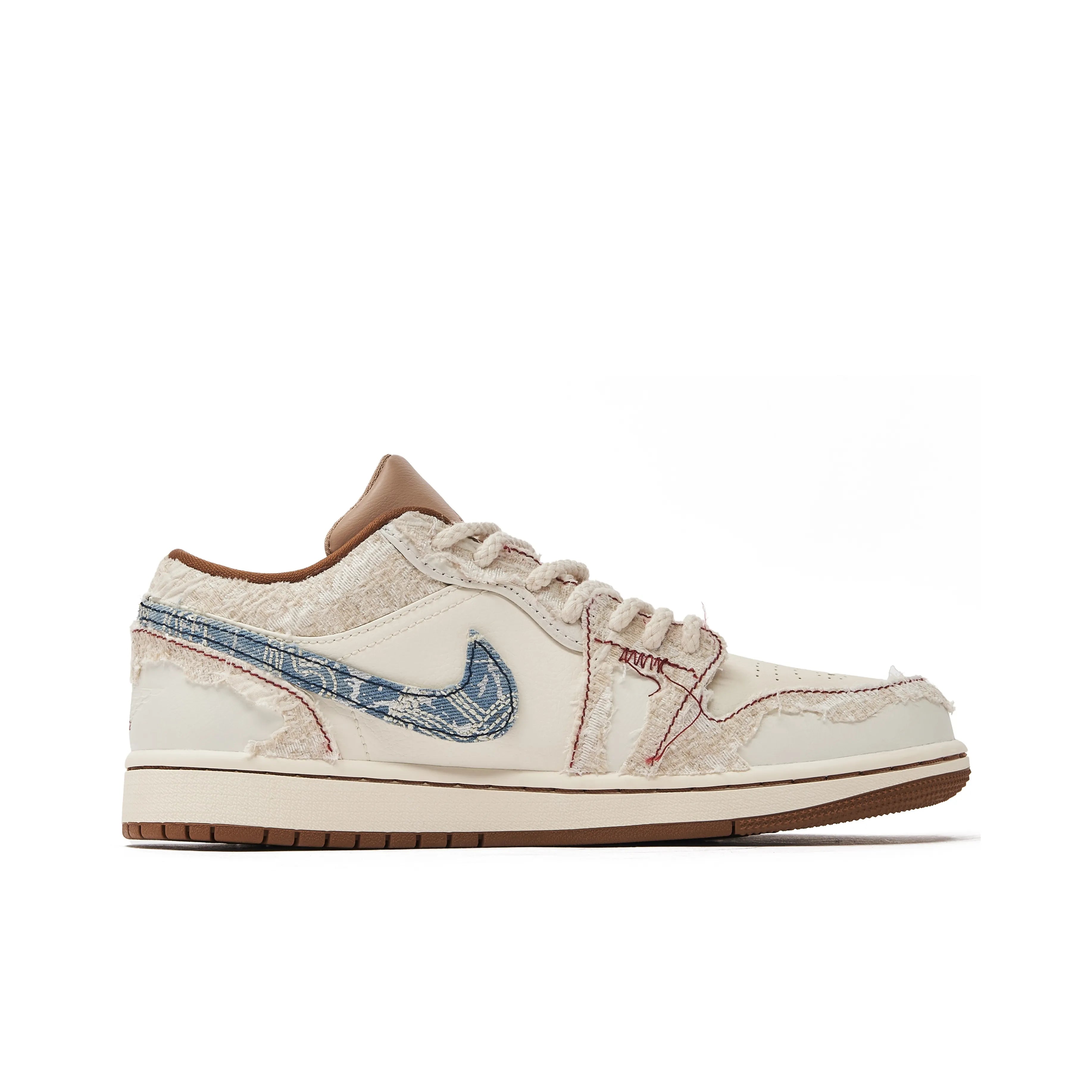[Custom Threads of Dreams] Air Jordan Low - Top Skateboarding Shoes Unisex Beige/Blue