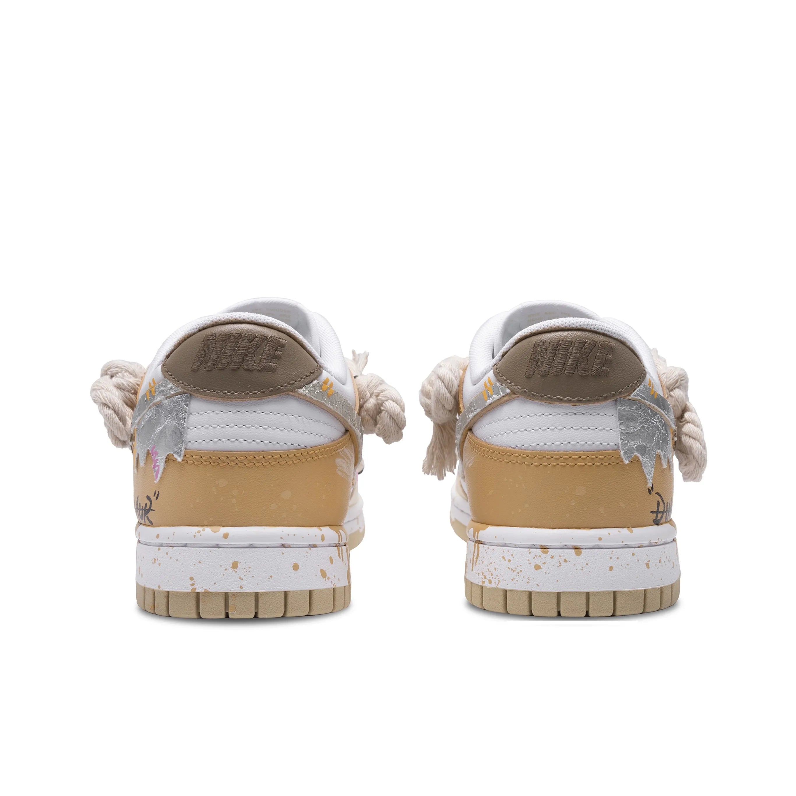 [Custom Yellow & Silver Fluid] Dunk Skateboarding Shoes Unisex Low-Top