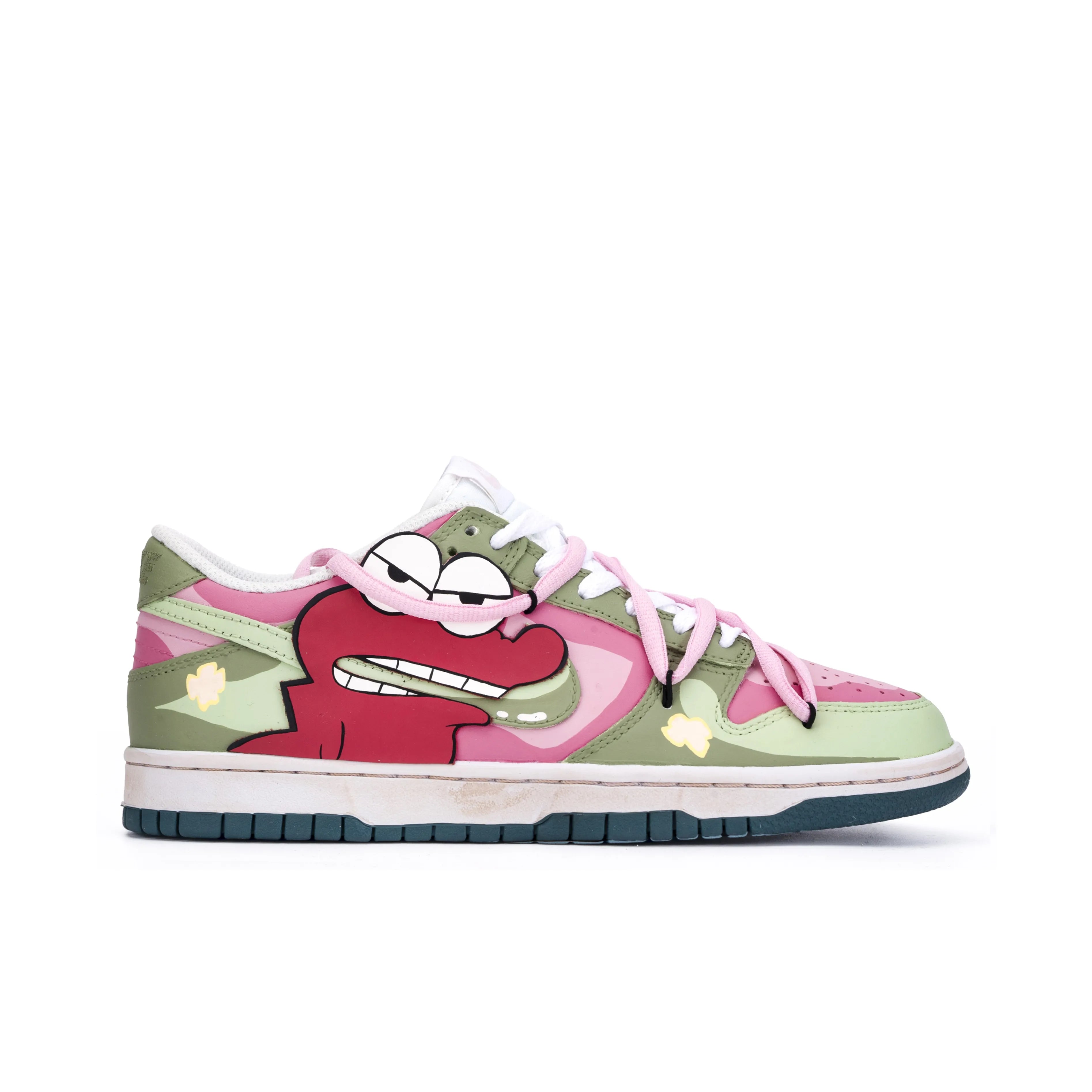 [Custom Alligator Cookies] Dunk Low Skateboarding Shoes Unisex Green/Pink