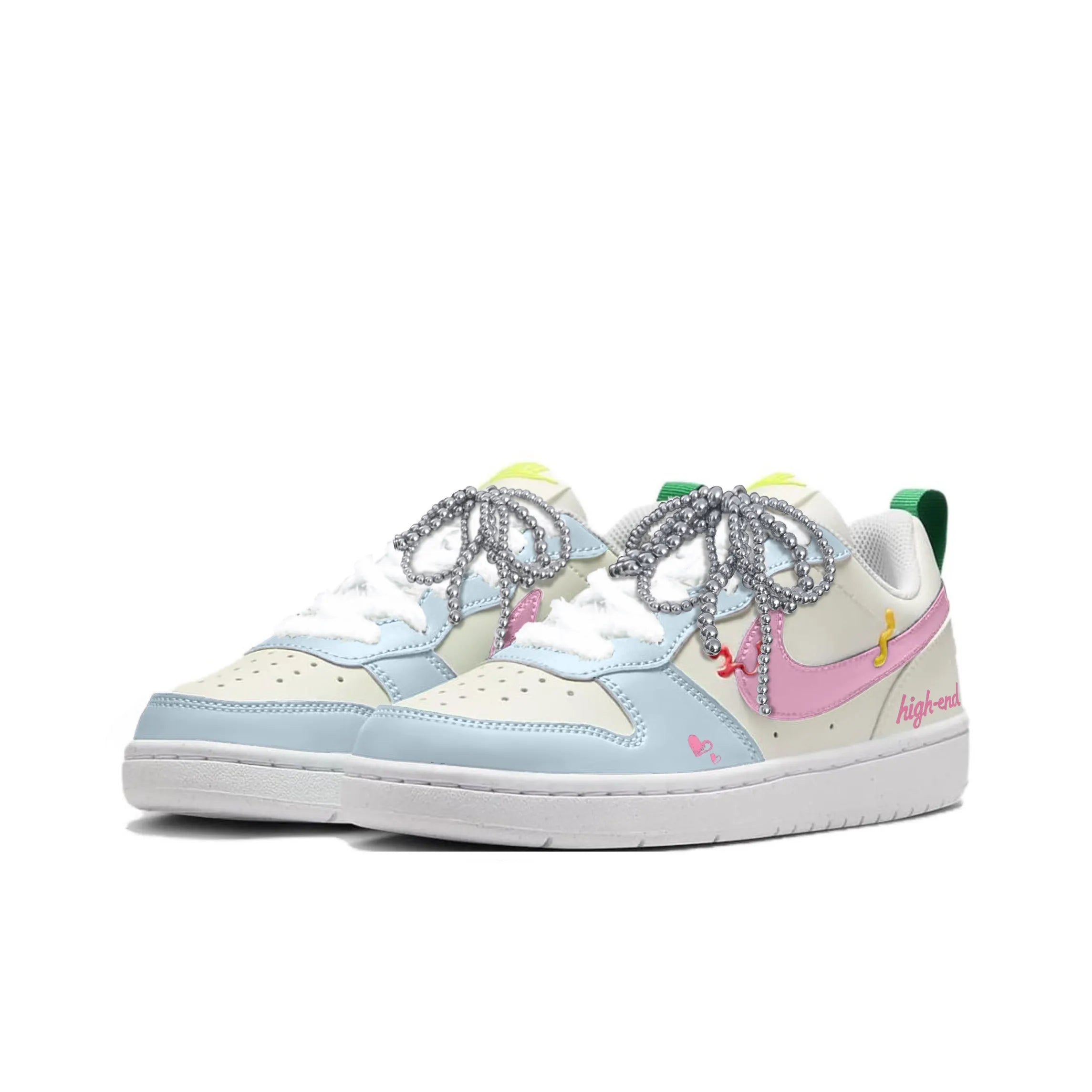 [Custom Unlimited Fun/Pink and Blue] Court Borough Skateboard Shoes For Children Unisex