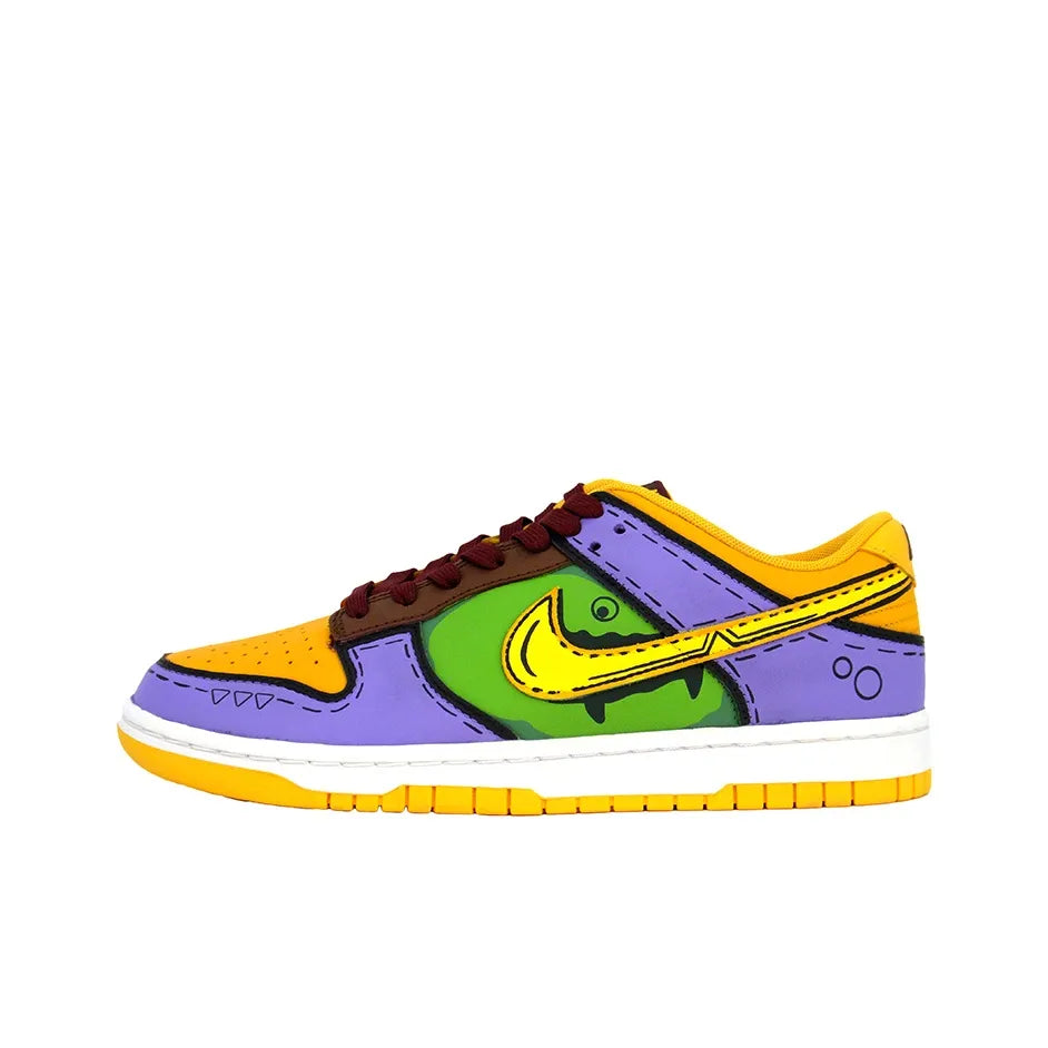 [Custom Radioactive Shark] Dunk Skateboarding Shoes Unisex Yellow/Purple/Green