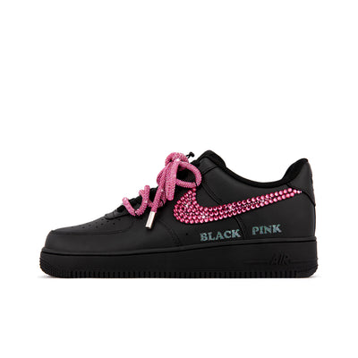 [Customized Diamond Alliance] Air Force 1 Low-top Shoes Unisex Blcak With Diamond Decoration