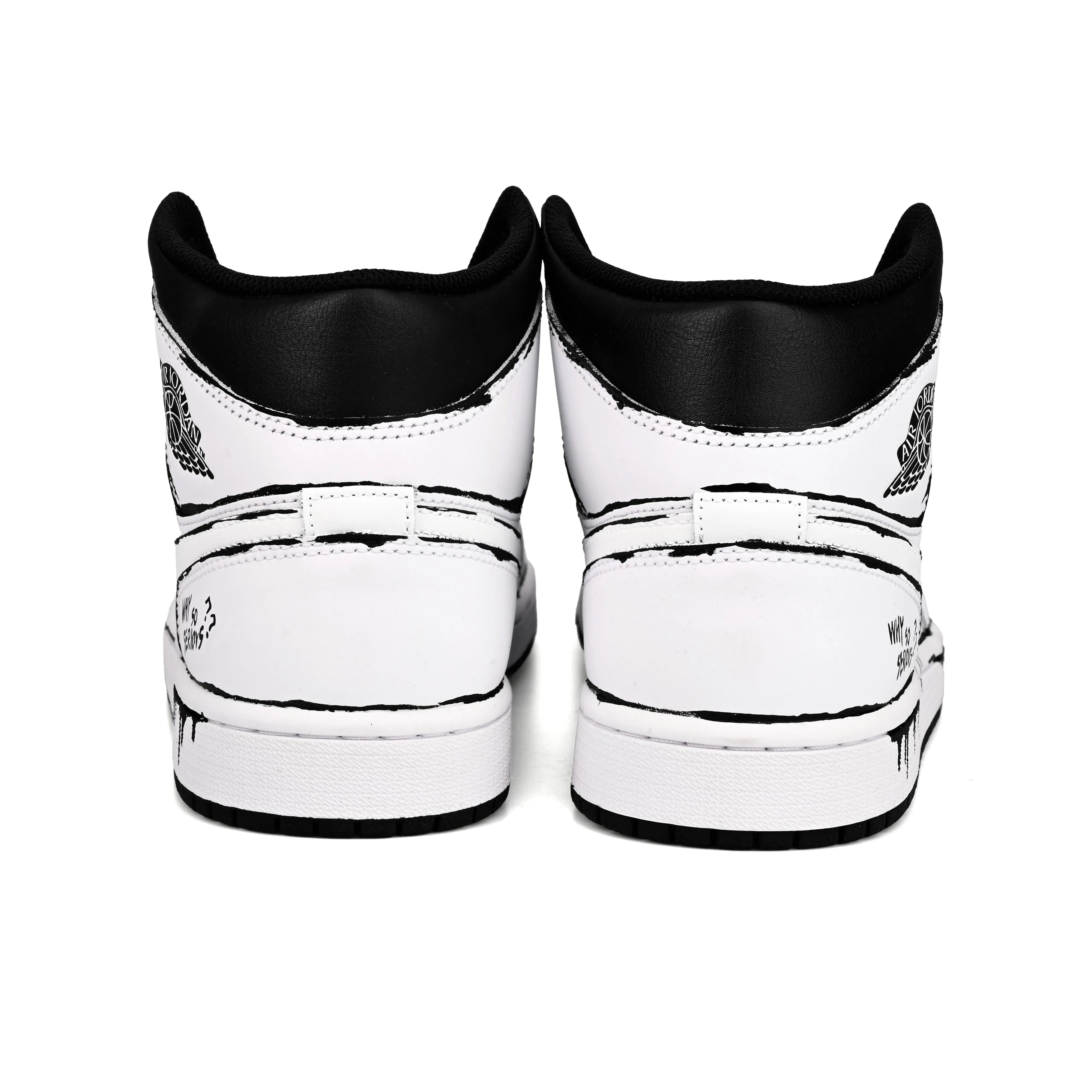 [Custom Line Joker] Jordan Air Jordan 1 High Top Unisex Skateboarding Shoes White/Black