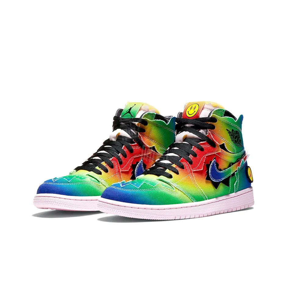 [Custom Rainbow Tie-dye] Air Jordan 1 og High Top Unisex Skateboarding Shoes