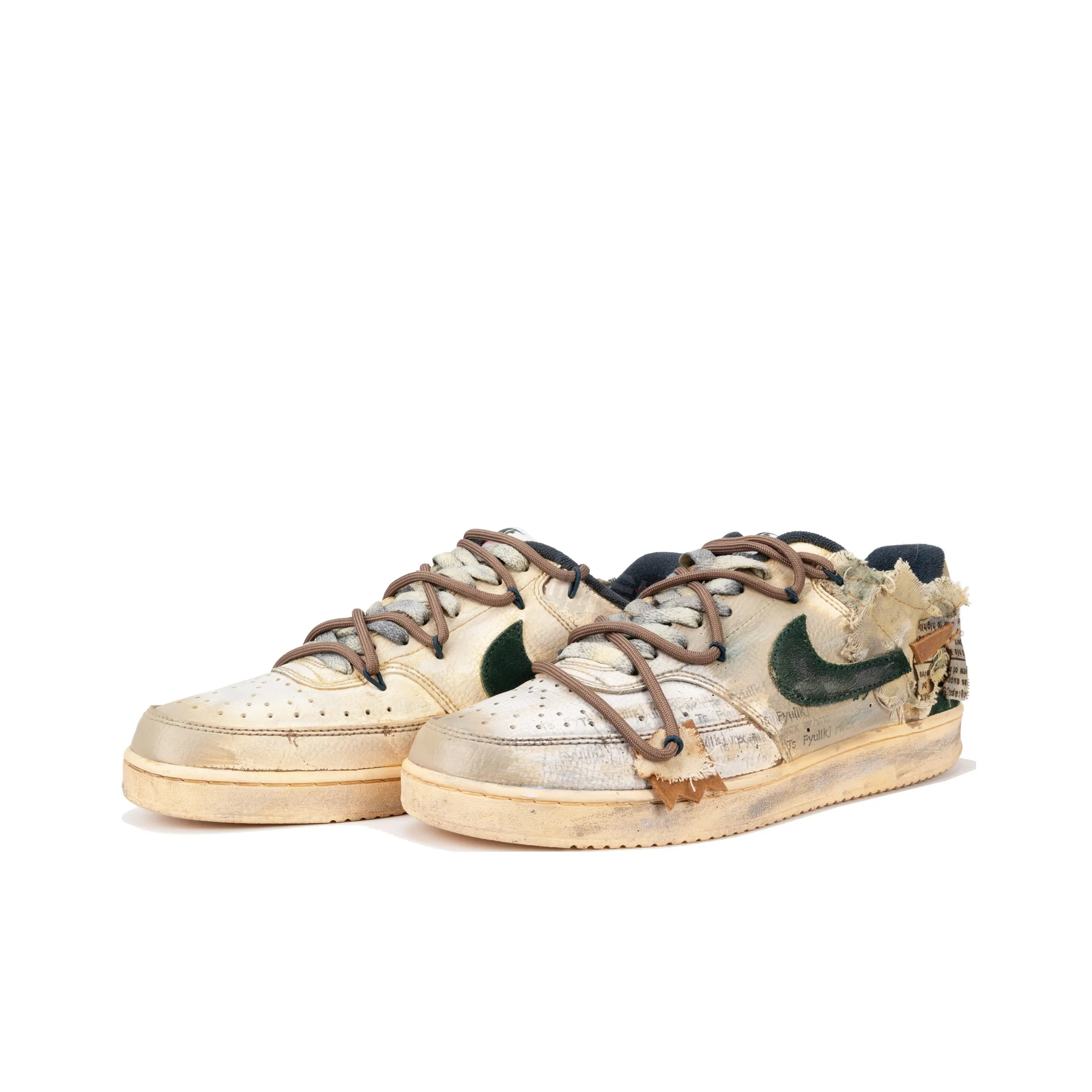 [Custom Broken World] Court Vision Low Skateboard Shoes Unisex Wasteland-style Brown/Green