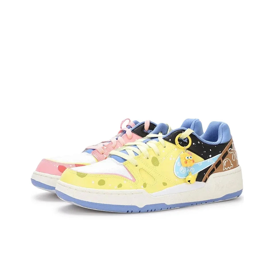 [Custom SpongeBob and Patrick] Full Force Low Skateboarding Shoes Unisex Two-color Yellow/Pink