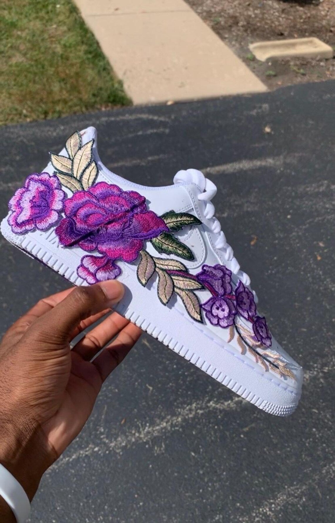 [Custom Flower Embroidery] Air Force 1 Skateboarding Shoes Unisex Low-top Multicolor