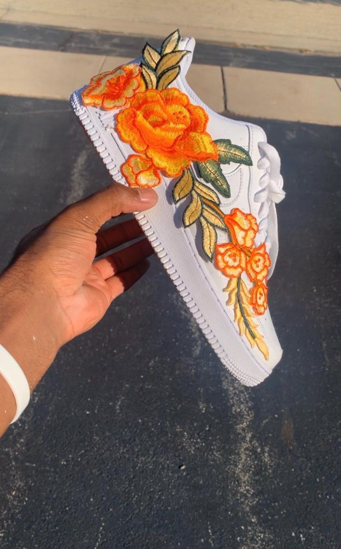 [Custom Flower Embroidery] Air Force 1 Skateboarding Shoes Unisex Low-top Multicolor