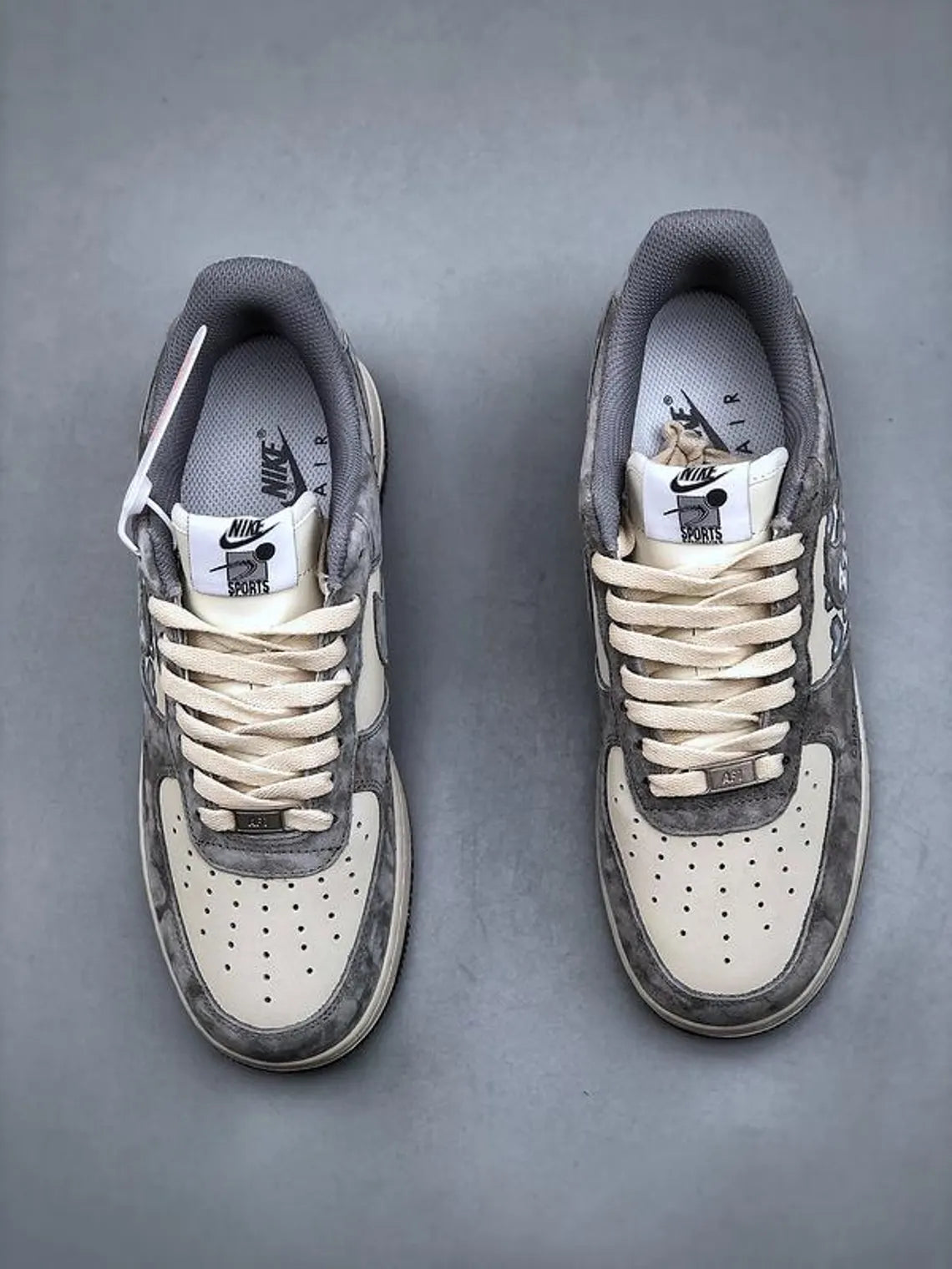 [Custom Grey Distressed Style] Air Force 1 Skateboarding Shoes Unisex Low-top