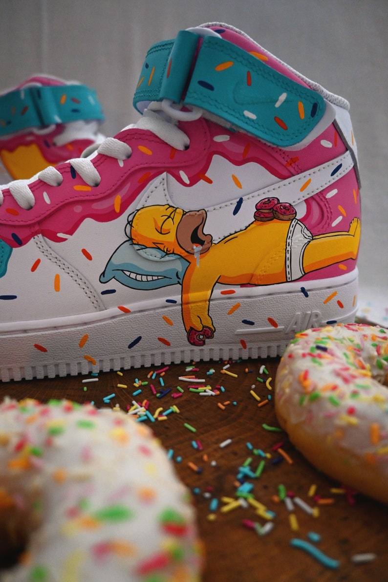 [Customized The Simpsons] Air force 1 mid Shoes Unisex Hand Painted