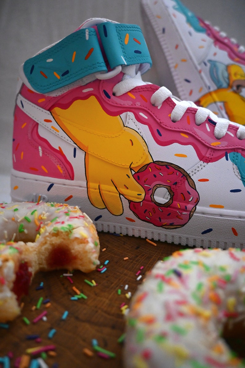 [Customized The Simpsons] Air force 1 mid Shoes Unisex Hand Painted
