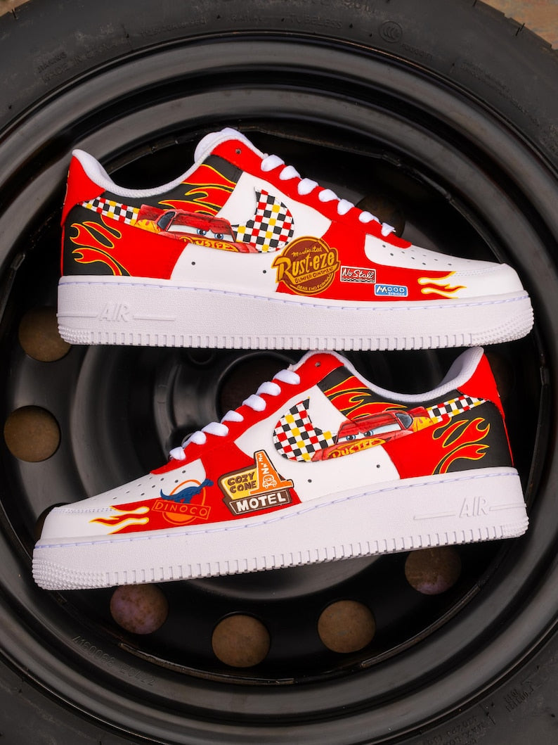 [Custom Racing Cars McQueen, Hand Painted] Air Force 1 Skateboarding Shoes Unisex