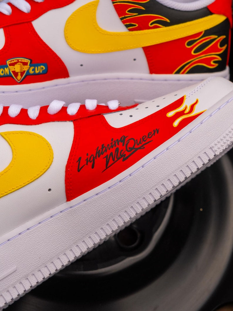 [Custom Racing Cars McQueen, Hand Painted] Air Force 1 Skateboarding Shoes Unisex