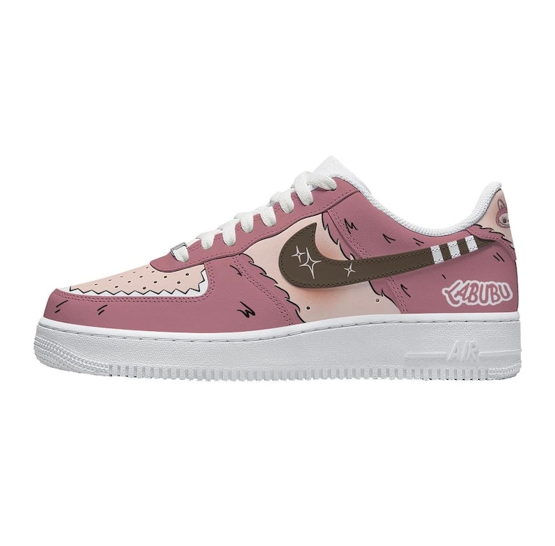 [Custom Hand-drawn LABU ]Unisex Air Force 1 Low Pink/Gray/Khaki/Brown