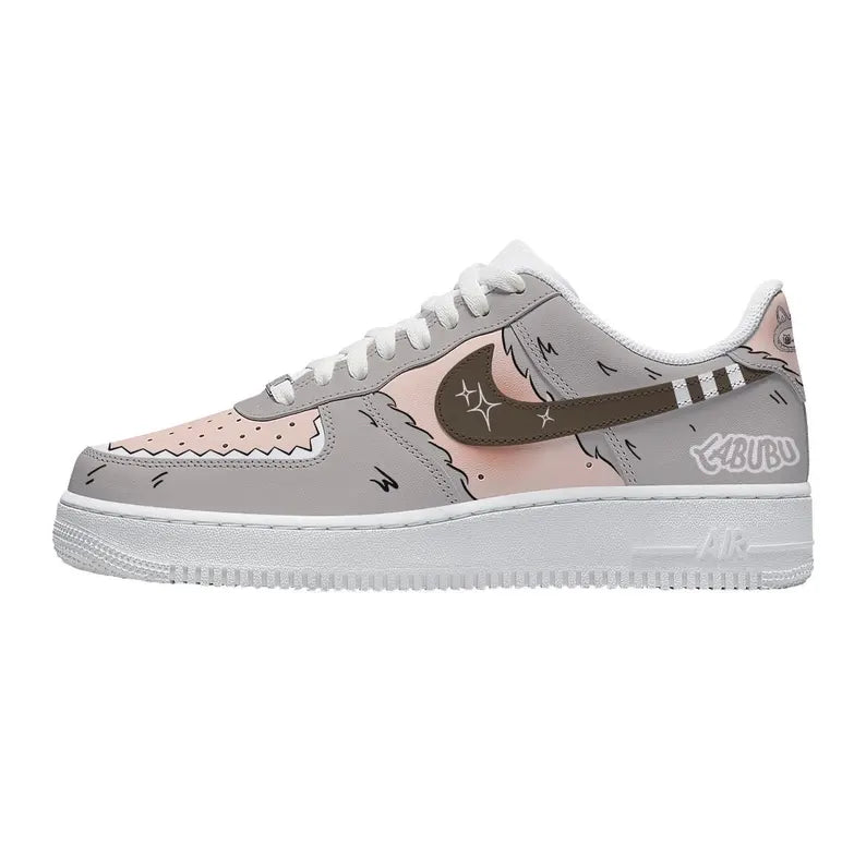 [Custom Hand-drawn LABU ]Unisex Air Force 1 Low Pink/Gray/Khaki/Brown