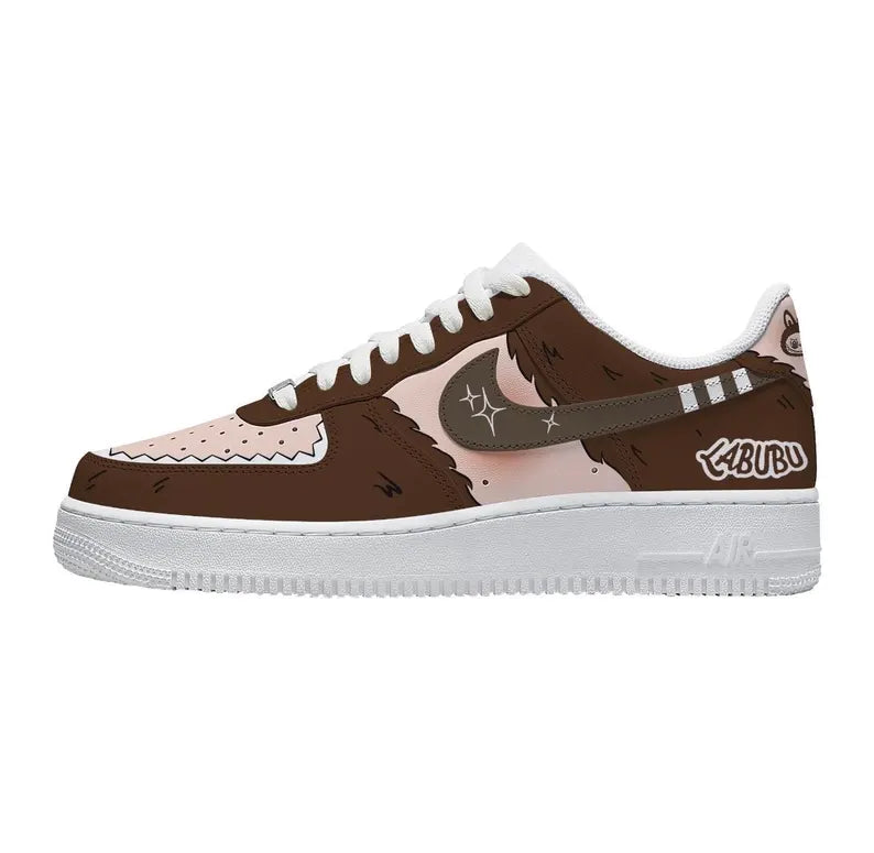 [Custom Hand-drawn LABU ]Unisex Air Force 1 Low Pink/Gray/Khaki/Brown