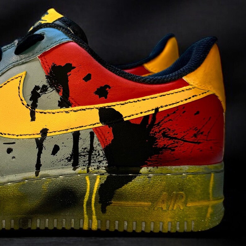 [Custom Grime/Spray Painting] Air Force 1 Skateboarding Shoes Unisex Gray/Yellow