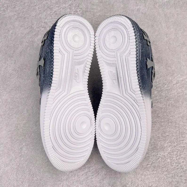 [Custom Reflective Cross] Air Force 1 Skateboarding Shoes Unisex Gray