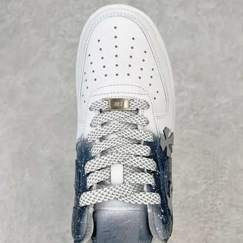 [Custom Reflective Cross] Air Force 1 Skateboarding Shoes Unisex Gray