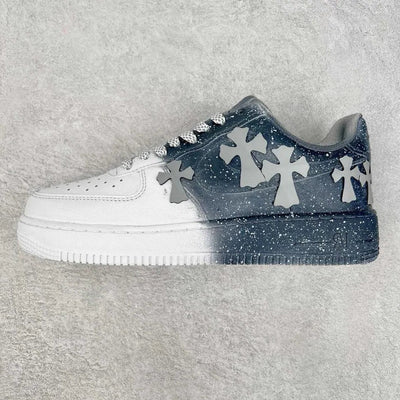 [Custom Reflective Cross] Air Force 1 Skateboarding Shoes Unisex Gray